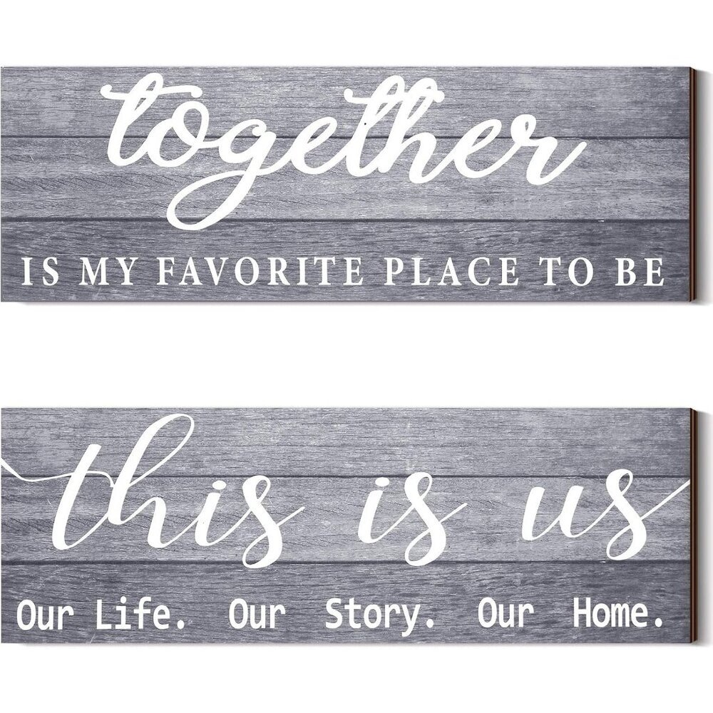 2 Pcs Wooden Home Wall Signs This is  Wall Decor Family Plaque Together Is My Fa